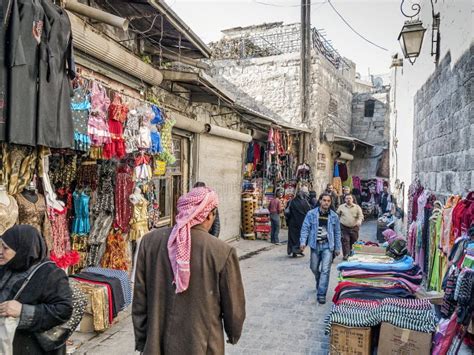 Souk Market Shopping Street In Old Town Of Aleppo Syria Editorial