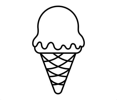 Ice Cream Icon Simple Vector Ice Cream Illustration With Black Thin