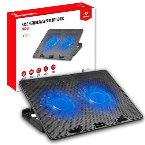 Base P Notebook Ate Coolers Fan Led Azul Usb Nbc Bk C Tech