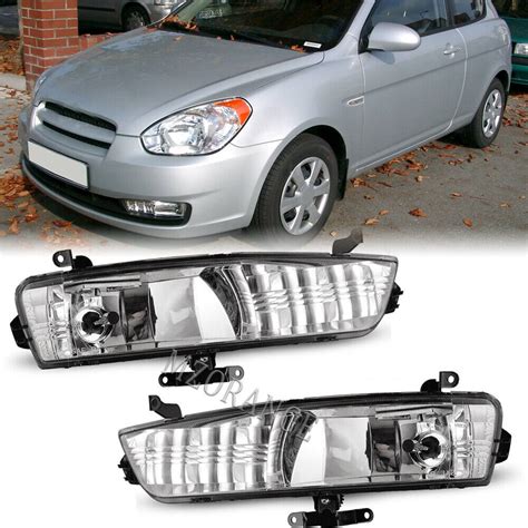 Pair For 2006 2011 Hyundai Accent Fog Lights Front Bumper Driving Lamps Wblubs Ebay