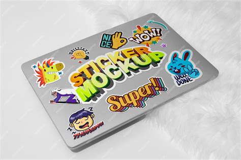 Premium PSD | Laptop sticker mockup design