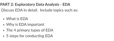 Solved Part 2 Exploratory Data Analysis Eda Discuss Eda