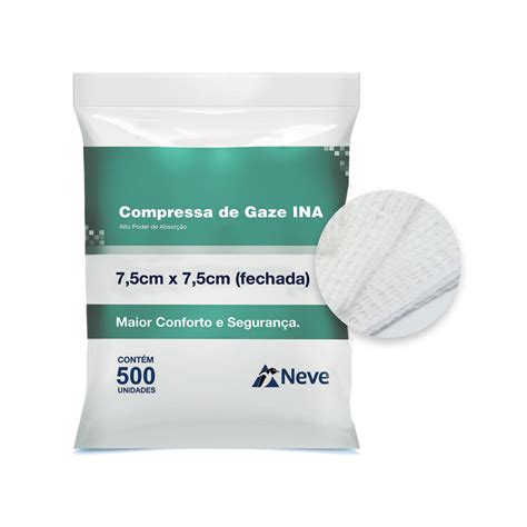 COMPRESSA DE GAZE 7 5X7 5CM 9 FIOS C 500 UNIDADES INA NEVE