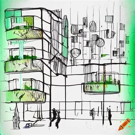 Sketch Of A Circular Economy Commercial Building On Craiyon