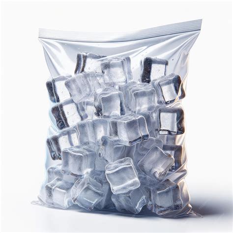 premium photo ice cubes   clear plastic bag