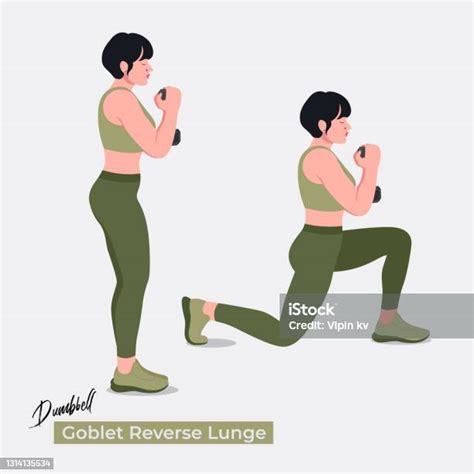 Goblet Reverse Lunge Egzersizi Kadın Egzersiz Fitness Aerobik Ve