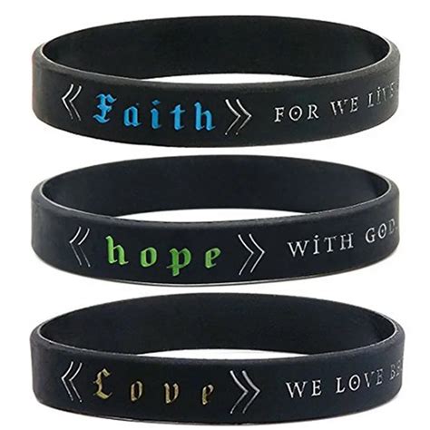 Pcs Faith Hope Love Power Jesus Christian Bible Verses Silicone