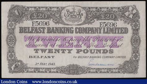 Northern Ireland Belfast Banking Company Limited 20 Pounds Dated 3r