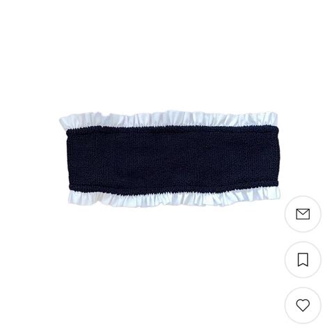 Hunza G Navy Ruffle Bikini TOP This Bikini Top Depop