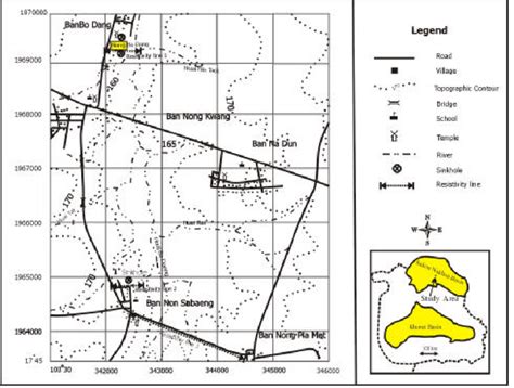 A map showing sinkhole locations in a studied area (modified from ...