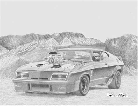 Mad Max V8 Interceptor CLASSIC CAR ART PRINT Drawing by Stephen Rooks - Pixels