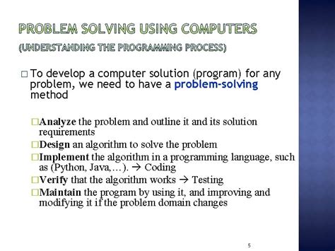 Computational Thinking The Problem Solving Process Is Define