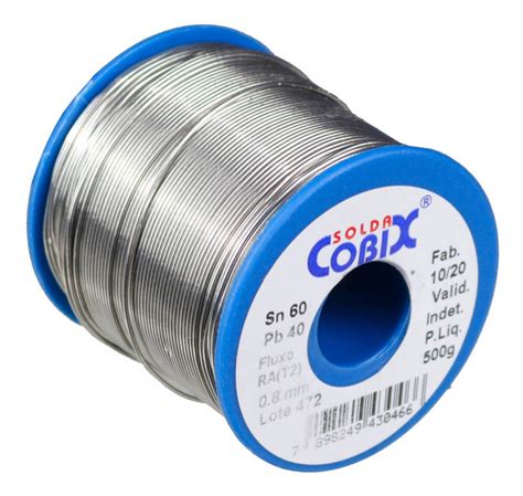 Solda Estanho Cobix Snpb 60x40 0 8mm Fluxo Ra Carretel 500g Frete grátis