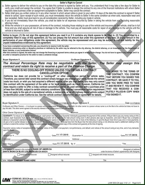 Retail Installment Sale Contract Simple Finance Charge Form Form