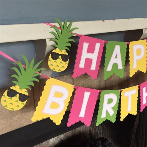 Pineapple Banner Pineapple Birthday Decorations Pineapple First