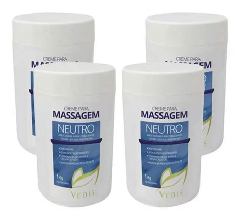 Creme De Massagem Corporal Neutro Vedis 1kg 4 Potes Frete grátis