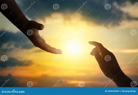 Silhouettes Of Hands Reaching Out For Hope And Supporting Each Other On