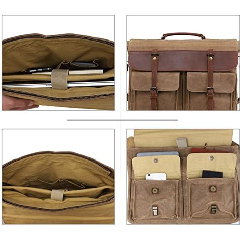 Canvas and Leather Briefcase Laptop Bag – Leather Bags Gallery