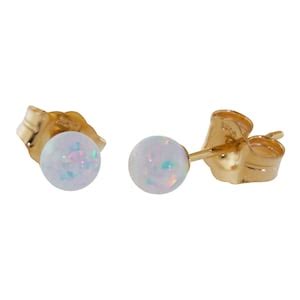 Lorraine 4mm Australian Fiery White Opal Ball Stud Post Etsy