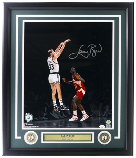 Larry Bird Signed Celtics Custom Framed Photo JSA Bird Pristine