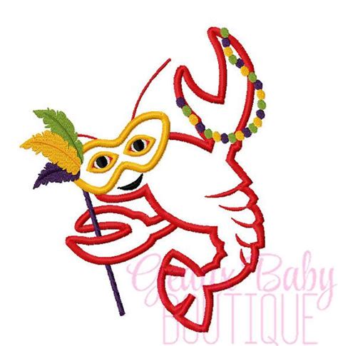 Mardi Gras Crawfish Machine Embroidery Applique Design On Etsy 4 00