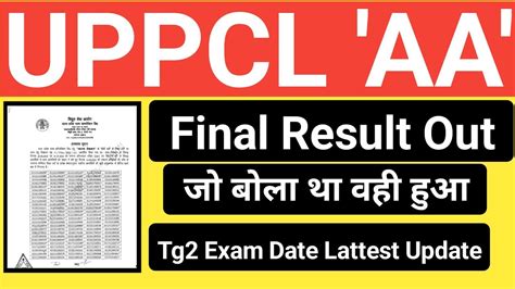 Uppcl Aa Final Result Out Uppcl Tg Exam Date Uppcl Tg Exam Date