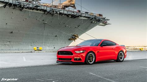 Red Ford Mustang S Forgestar D Drag Racing Wheels Forgestar