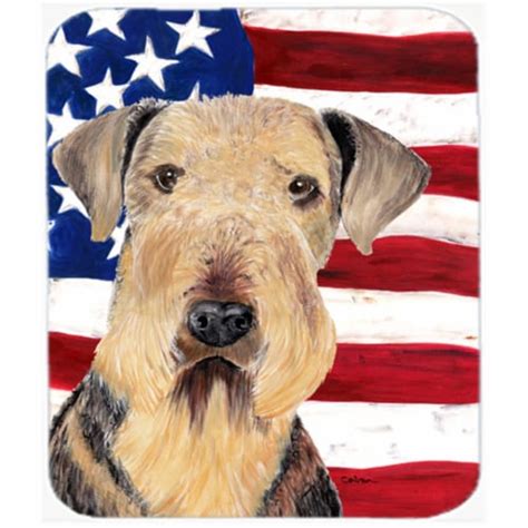 Usa American Flag With Airedale Mouse Pad Hot Pad Or Trivet Kroger