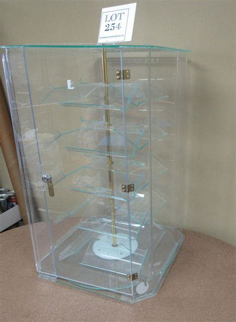 Older Plastic Countertop Revolving Display Case Locking