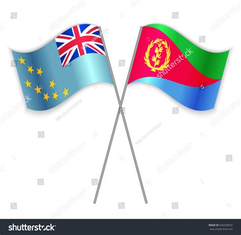 Tuvaluan And Eritrean Crossed Flags Tuvalu Royalty Free Stock Vector