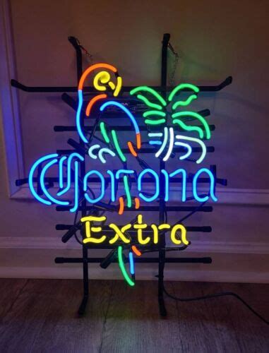 Corona Extra Beer Parrot Palm Tree X Neon Light Lamp Sign Bar