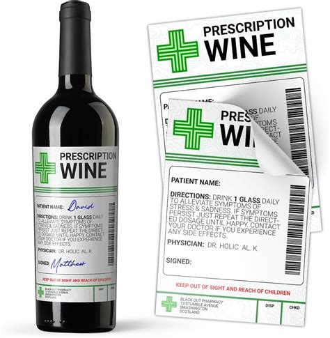 Wine Prescription Medical Alcohol Bottle T Funny Drinks Sticker