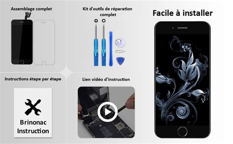 Brinonac Écran pour iPhone 6 4 7 LCD de Remplacement Complet