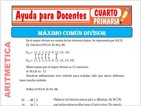 Aritmética para Cuarto de Primaria Ayuda para Docentes