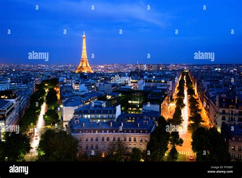 Skyline of Paris, France at night Stock Photo - Alamy