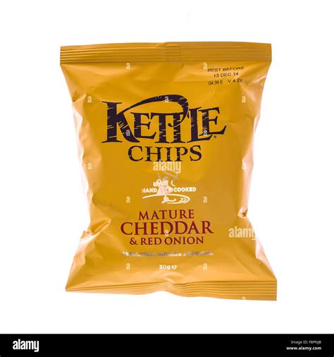 Kettle Mature Cheddar And Red Onion Chips Cut Out Stock Images