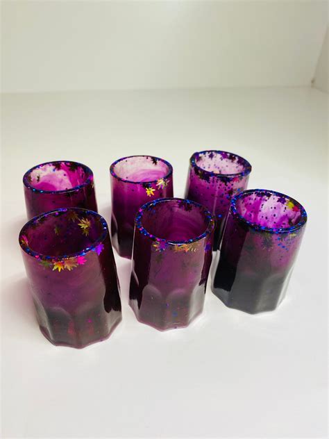 Set Of 6 Customised Handmade Resin Shot Glasses Party Shot Etsy Uk