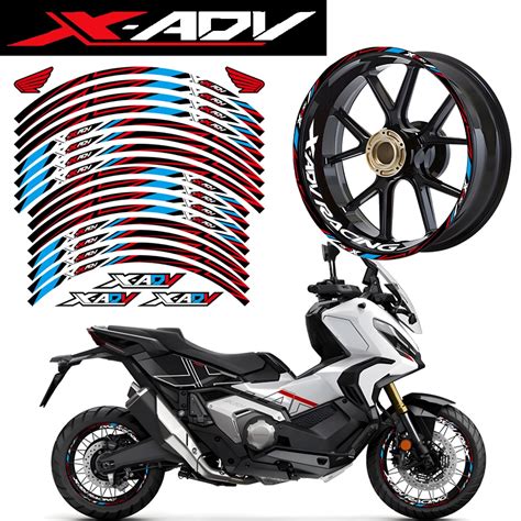 Honda 適用於本田 Xadv X Adv 750 反光摩托車輪轂貼紙摩托車配件踏板車輪輞條貼花前輪 17 英寸後輪 蝦皮購物