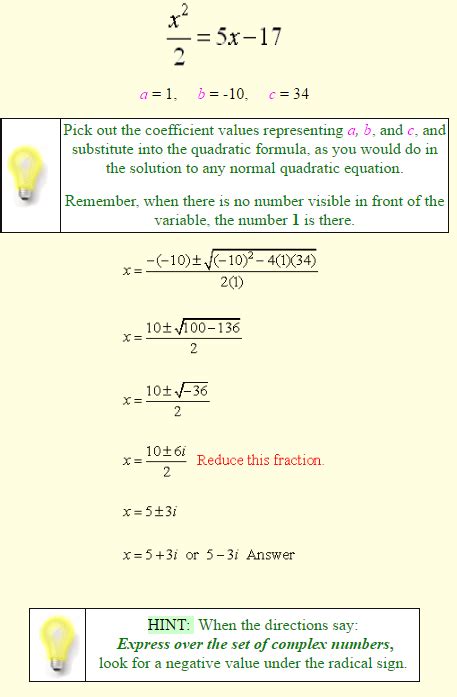 Solving Quadratic Equations Using Imaginary Numbers Tessshebaylo