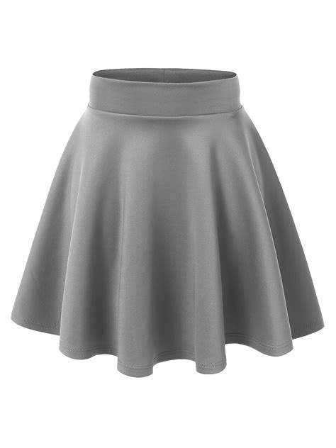 Mbj Wb669 Womens Basic Versatile Strechy Flare Skater Skirt S Grey