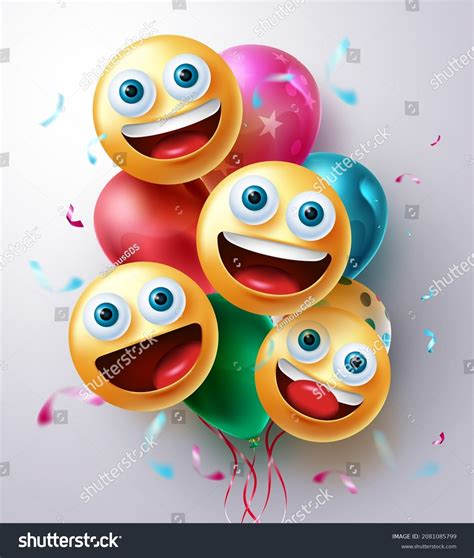 Emojis Birthday Characters Vector Design Emoji Stock Vector (Royalty ...