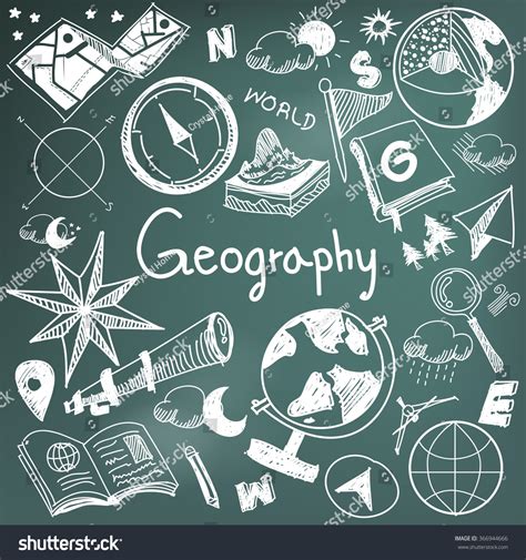 Geography And Geology Education Subject Chalk Handwriting Doodle Icon