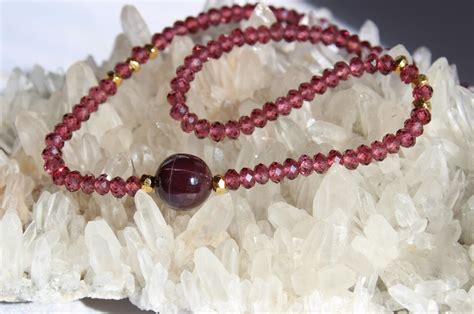 Garnet Necklace With Star Garnet Rhodolite Garnet January - Etsy