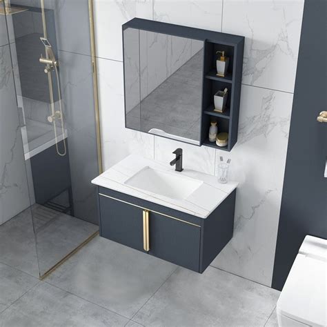 Modern Wall-Mounted Bathroom Sink Vanity Stainless Steel Vanity with ...