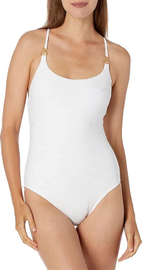 La Blanca Women S Rouched Body Lingerie Mio One Piece Swimsuit White