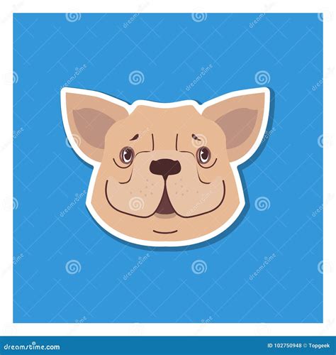 Canine Smiling Face of French Bulldog Drawn Icon Stock Vector - Illustration of flat, doggy ...