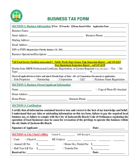 Free Sample Tax Forms In Pdf Excel Ms Word