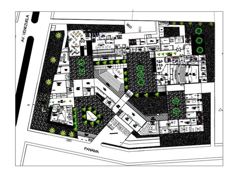 Cultural Center Plan And Landscaping Structure Cad Drawing Details Dwg