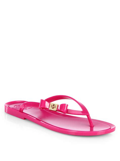 Tory Burch Michaela Jelly Thong Flip Flops In Pink Dark Fuchsia Lyst