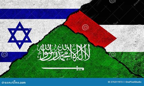 Saudi Arabia, Palestine and Israel Flag Together Stock Illustration - Illustration of relation ...